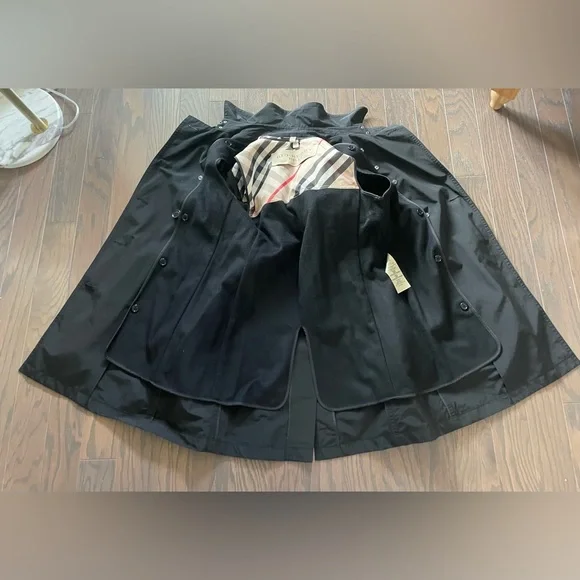 BURBERRY BRIT BLACK CLASSIC BELTED TRENCH COAT SIZE 8